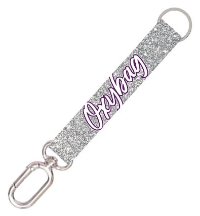 Krátká klíčenka s karabinkou Silver glitter