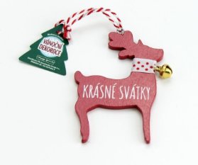 Vánoční dekorace červený sob KRÁSNÉ SVÁTKY