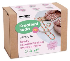 Manumi kreativní sada na výrobu šperků z korálků PRECIOSA: kytičky a třešně