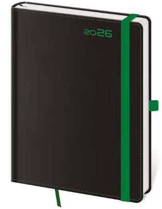 Diář 2026 týdenní A5 Black Green s poutkem