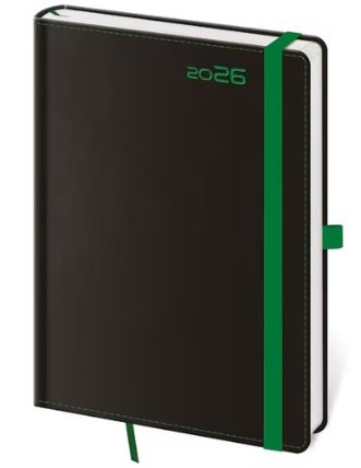 Týdenní diář 2026 B6 Black Green s poutkem