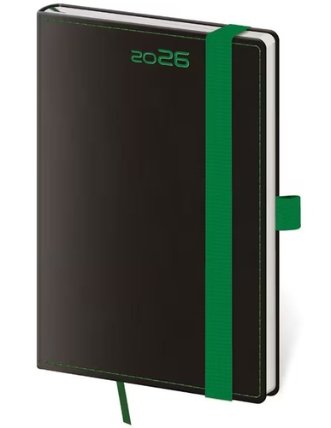 Kapesní diář 2026 Black Green s poutkem