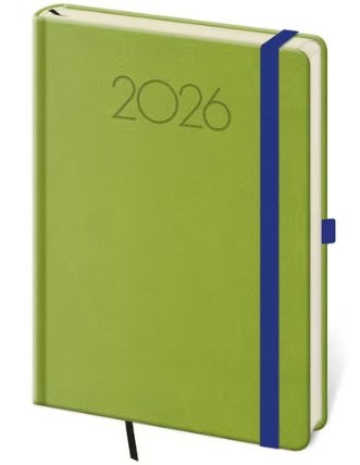 Denní diář 2026 A5 New Praga zelený s gumičkou
