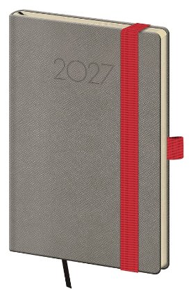 Diář 2027 týdenní kapesní New Praga - šedá