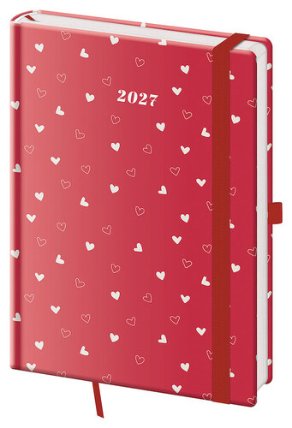 Týdenní diář 2027 A5 Vario Hearts s gumičkou