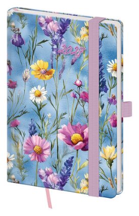 Kapesní diář 2027 A6 Vario Wildflowers s gumičkou