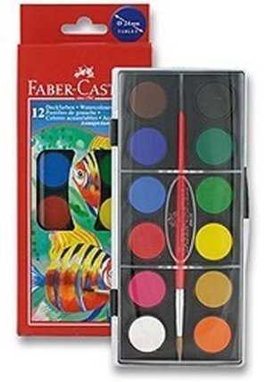 Vodové barvy Faber-Castell 12 barev, průměr 24 mm