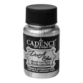 Metalická barva na sklo Cadence Dora Glass, 50 ml - silver, stříbrná