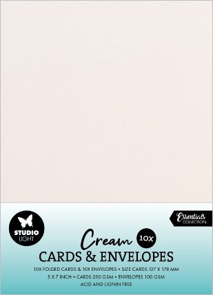 Přání a obálky Studio Light, 12,7x17,8 cm, 10 ks - krémové