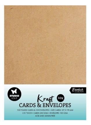 Přání a obálky Studio Light, 12,7x17,8 cm, 10 ks - kraftové
