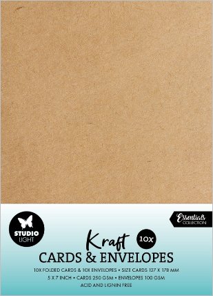 Přání a obálky Studio Light, 12,7x17,8 cm, 10 ks - kraftové