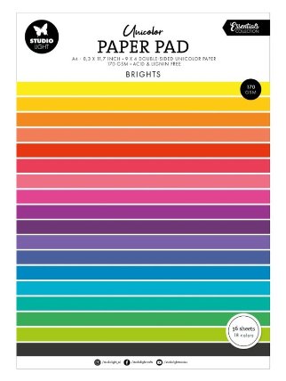 Blok barevných papírů Studio Light, A4, 36 l. - zářivé barvy