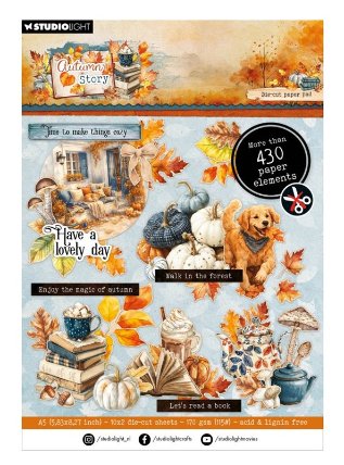 Sada vyřezávaného papíru Autumn Story A5, 20 listů - Podzimní příběh
