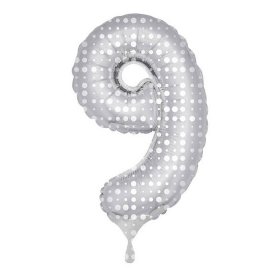 Balónek fóliový číslice 9 s puntíky 86cm