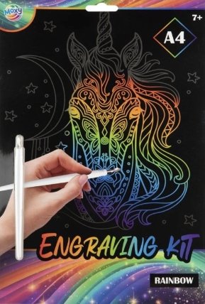 Škrabací obrázek duhový, A4 - Unicorn