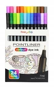 Linery PENTEL akvarelové 0,4 mm, 24ks