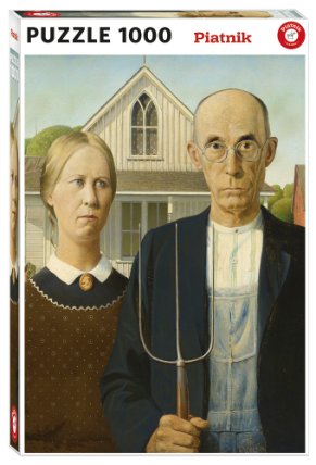 Puzzle Grant Wood: Americká Gotika 1000 dílků