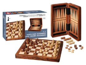 Šachy, Dáma, Backgammon 3v1 30 cm