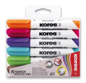 Kores K-MARKER Popisovač na bílé tabule, kulatý hrot 3 mm, mix 6 barev