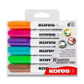 Kores K-MARKER Popisovač na bílé tabule, kulatý hrot 3 mm, mix 6 barev