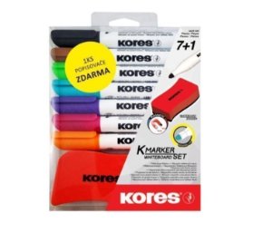 Kores K-MARKER SET 6+1 ks zdarma - sada popisovačů na bílé tabule a flipcharty s kulatým h