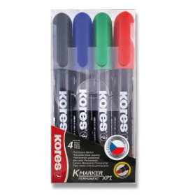 Kores K-MARKER Permanentní popisovač, kulatý hrot 3 mm, mix 4 barev