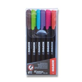 Kores K-MARKER Permanentní popisovač, tenký hrot M, 6 ks sada