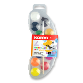 Kores Vodové barvy AKUARELLOS MINI 12 barev 25 mm + štětec