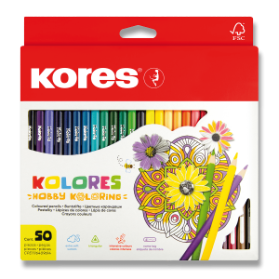 Kores Trojhranné pastelky KOLORES Mandalas pro antistresové omalovánky 3 mm 50 barev