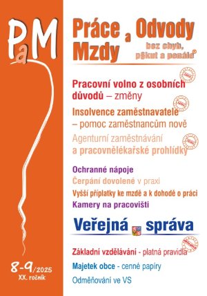 Práce a mzdy 8-9/2025 – Pracovní volno z osobních důvodů