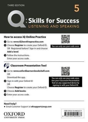 Q Skills for Success 5 Listening & Speaking Teacher´s Access Card, 3rd