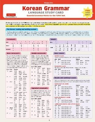 Korean Grammar Language Study Card