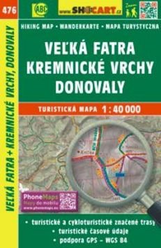 Veľká Fatra + Kremnické vrchy, Donovaly 1:40T/476 Turistická mapa SHOCart