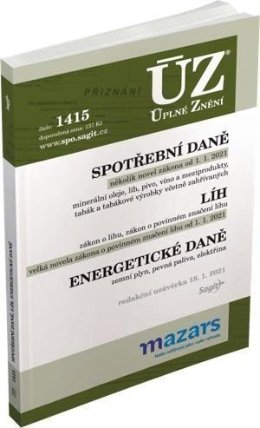 ÚZ č. 1415 - Spotřební daně, líh, paliva a maziva, energetické daně 2021