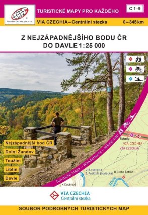 VIA CZECHIA – Centrální stezka, box 1, Z nejzápadnějšího bodu ČR do Davle 1 : 25 000